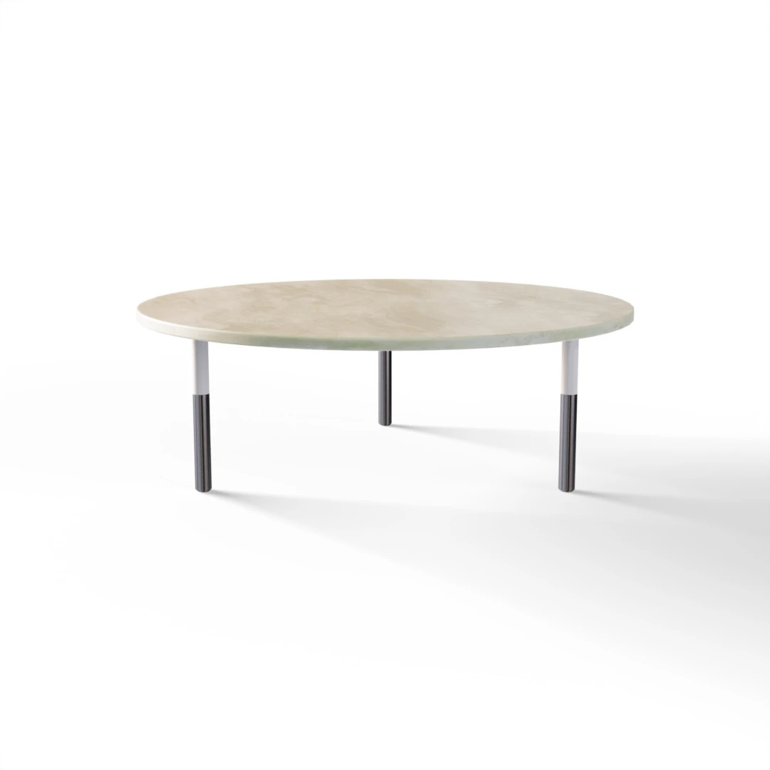 TABLE 1027 » FOREST GREEN  / MATT WHITE/POLISHED STAINLESS