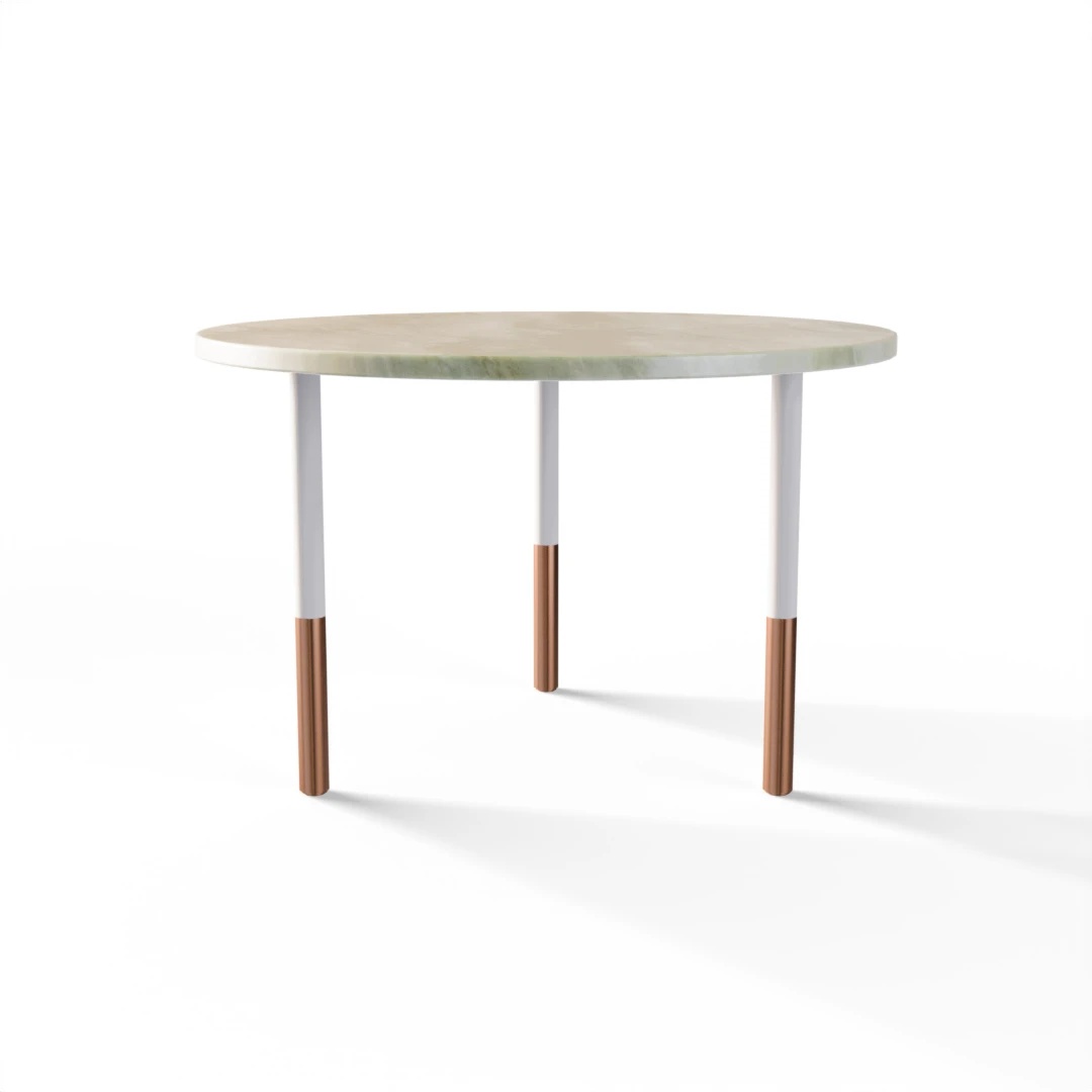 TABLE 1037 » FOREST GREEN / MATT WHITE/BRUSHED COPPER