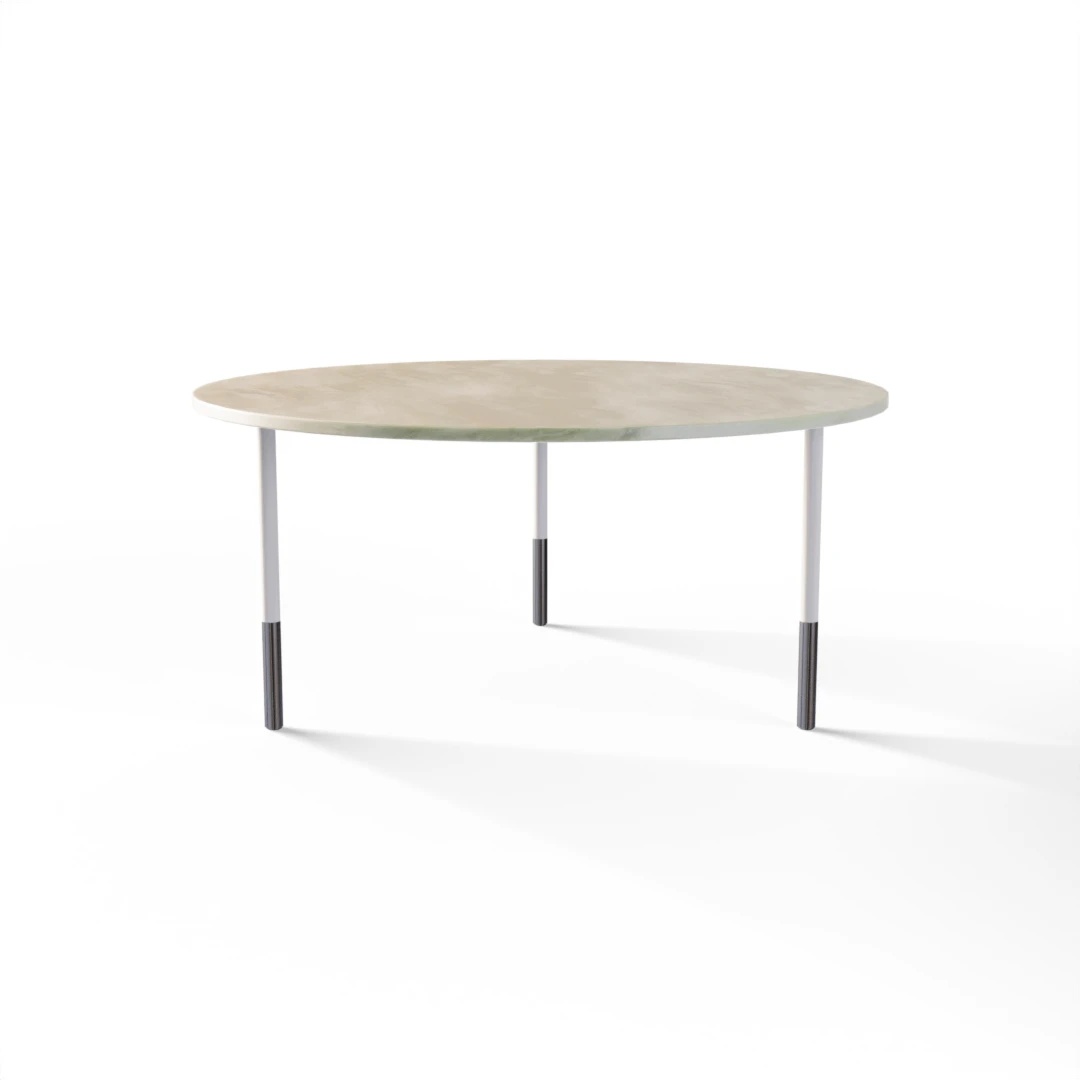 TABLE 1052 » FOREST GREEN / MATT WHITE/POLISHED STAINLESS