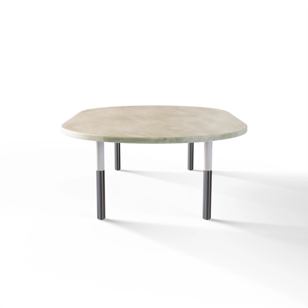 BORD 1067 » FOREST GREEN / MAT HVID/POLERET RUSTFRI