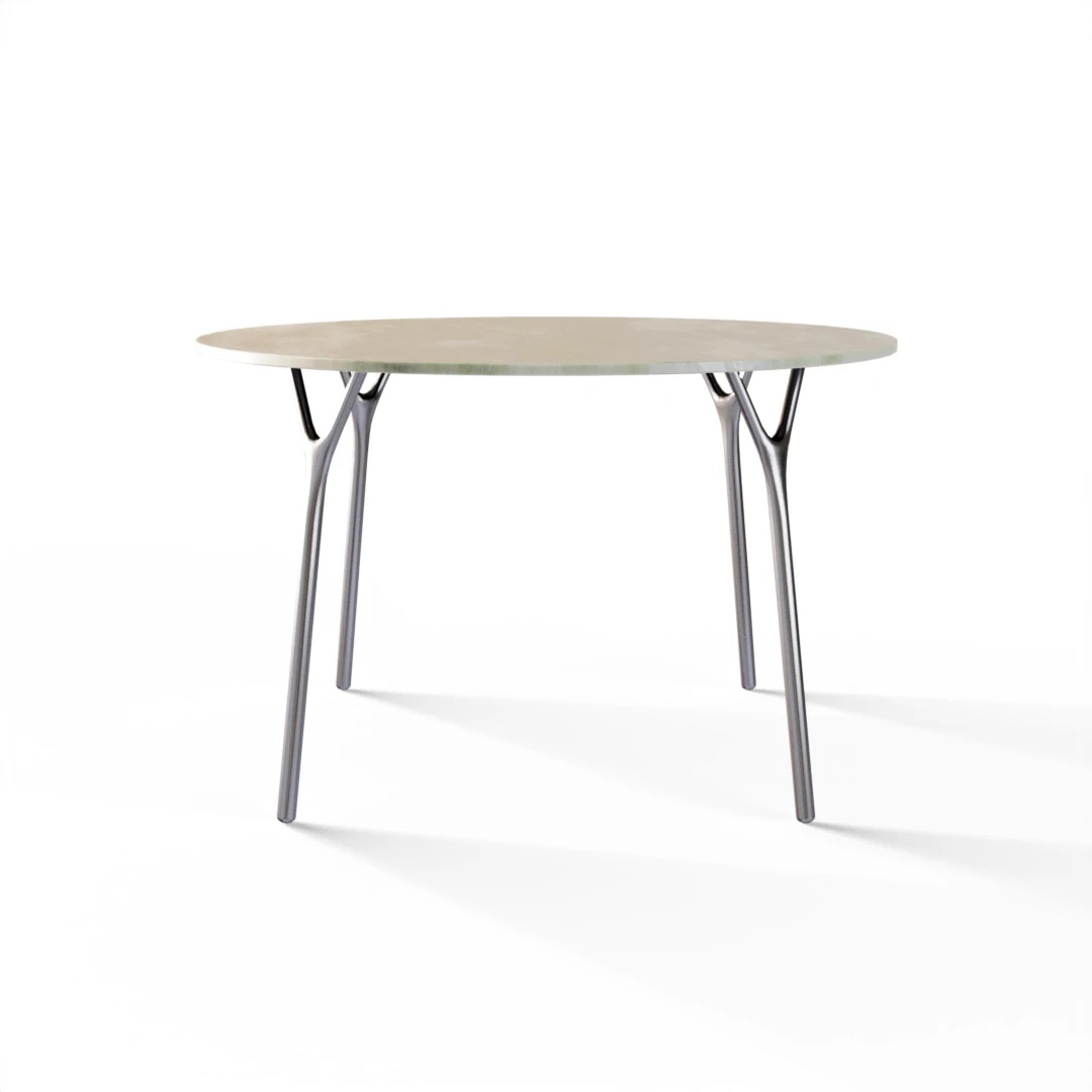 TABLE 1075 » Ø1200 FOREST GREEN/INOX BROSSÉ