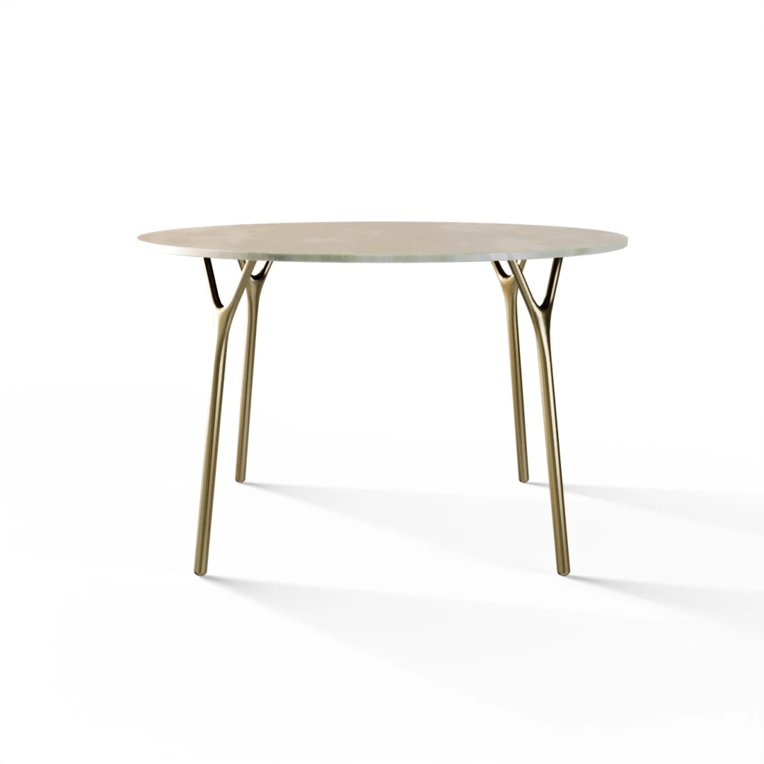 TAVOLO 1075 » Ø1200 FOREST GREEN/ORO SPAZZOLATO