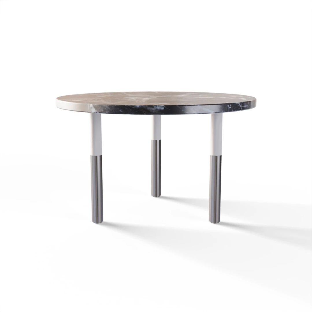 TAVOLO 2025 » VAN GOGH GREY / BIANCO OPACO/INOX SPAZZOLATO