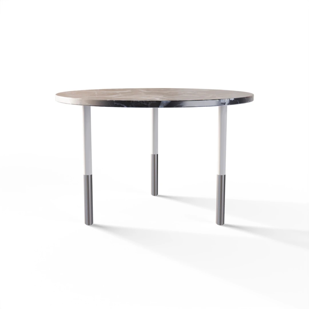 TABLE 2037 » VAN GOGH GREY / MATT WHITE/BRUSHED STAINLESS