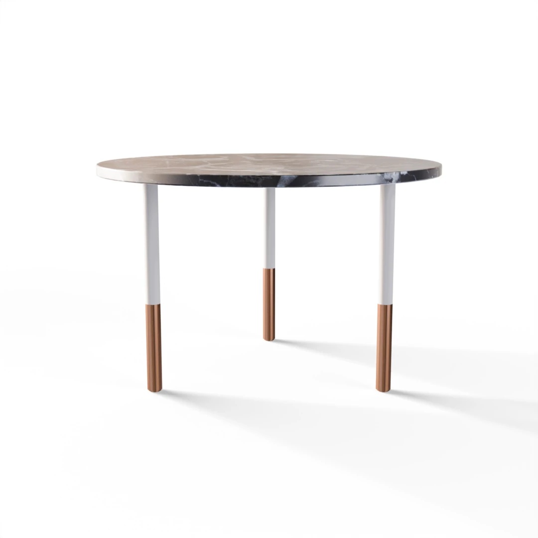 TABLE 2037 » VAN GOGH GREY / BLANC MAT/CUIVRE BROSSÉ
