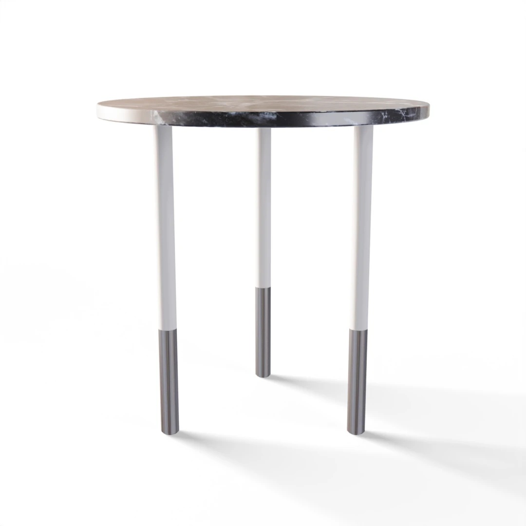 TABLE 2043 » VAN GOGH GREY / MATT WHITE/BRUSHED STAINLESS