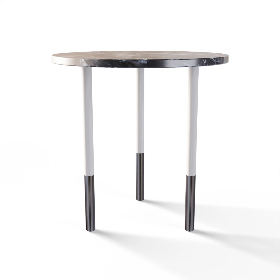 TABLE 2043 » VAN GOGH GREY / MATT WHITE/POLISHED STAINLESS