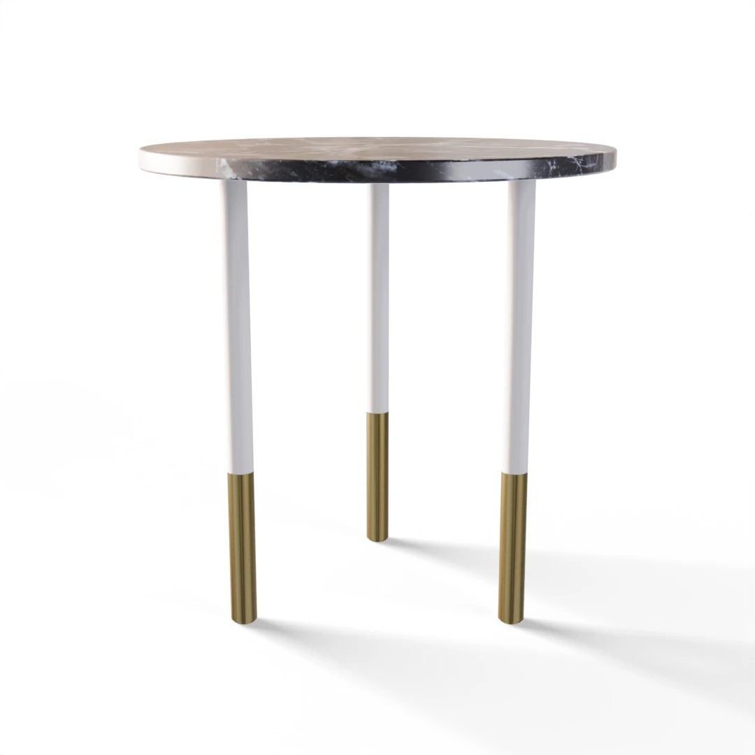 TABLE 2043 » VAN GOGH GREY / MATT WHITE/BRUSHED GOLD