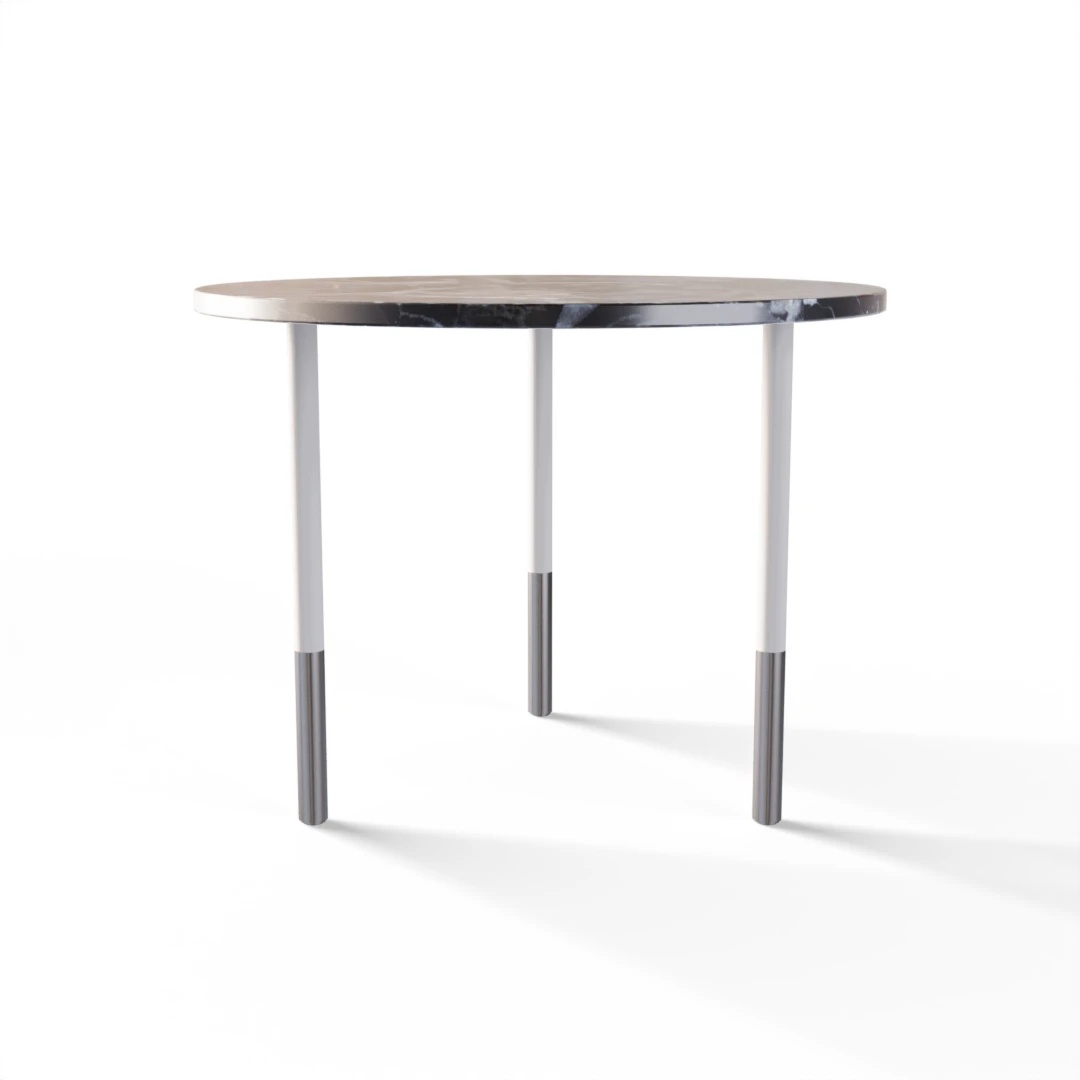 TABLE 2044 » VAN GOGH GREY / MATT WHITE/BRUSHED STAINLESS