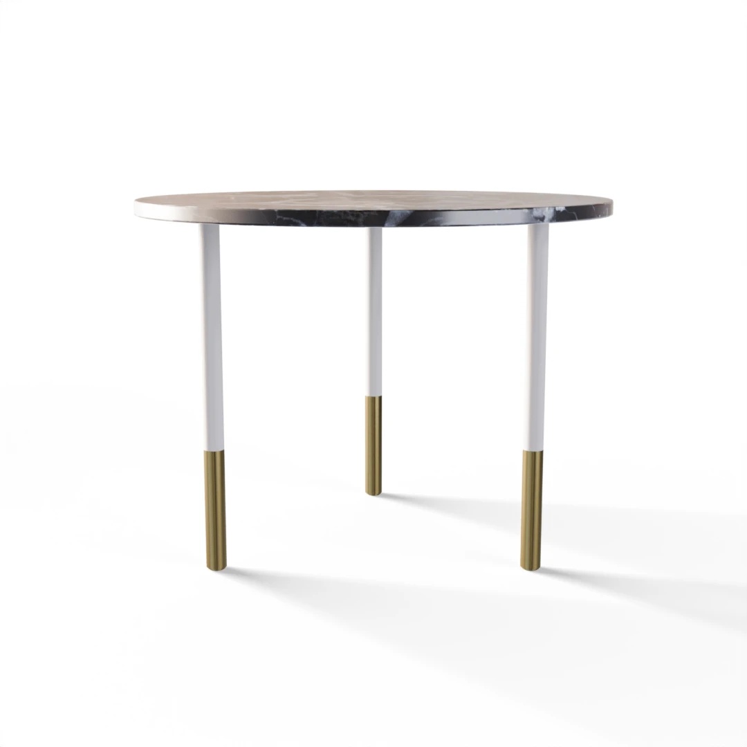 TABLE 2044 » VAN GOGH GREY / MATT WHITE/BRUSHED GOLD 