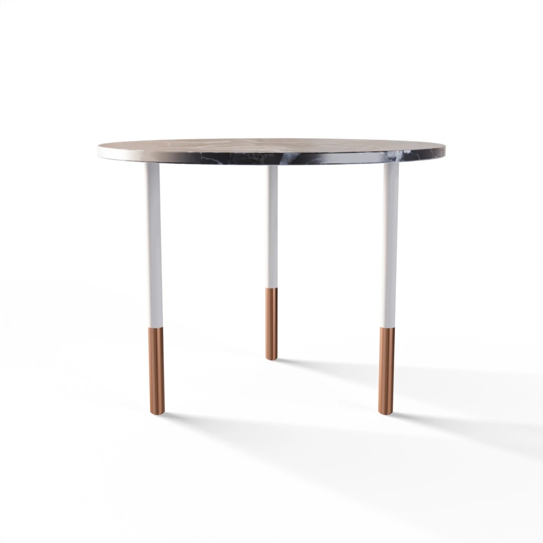 TABLE 2044 » VAN GOGH GREY / BLANC MAT/CUIVRE BROSSÉ