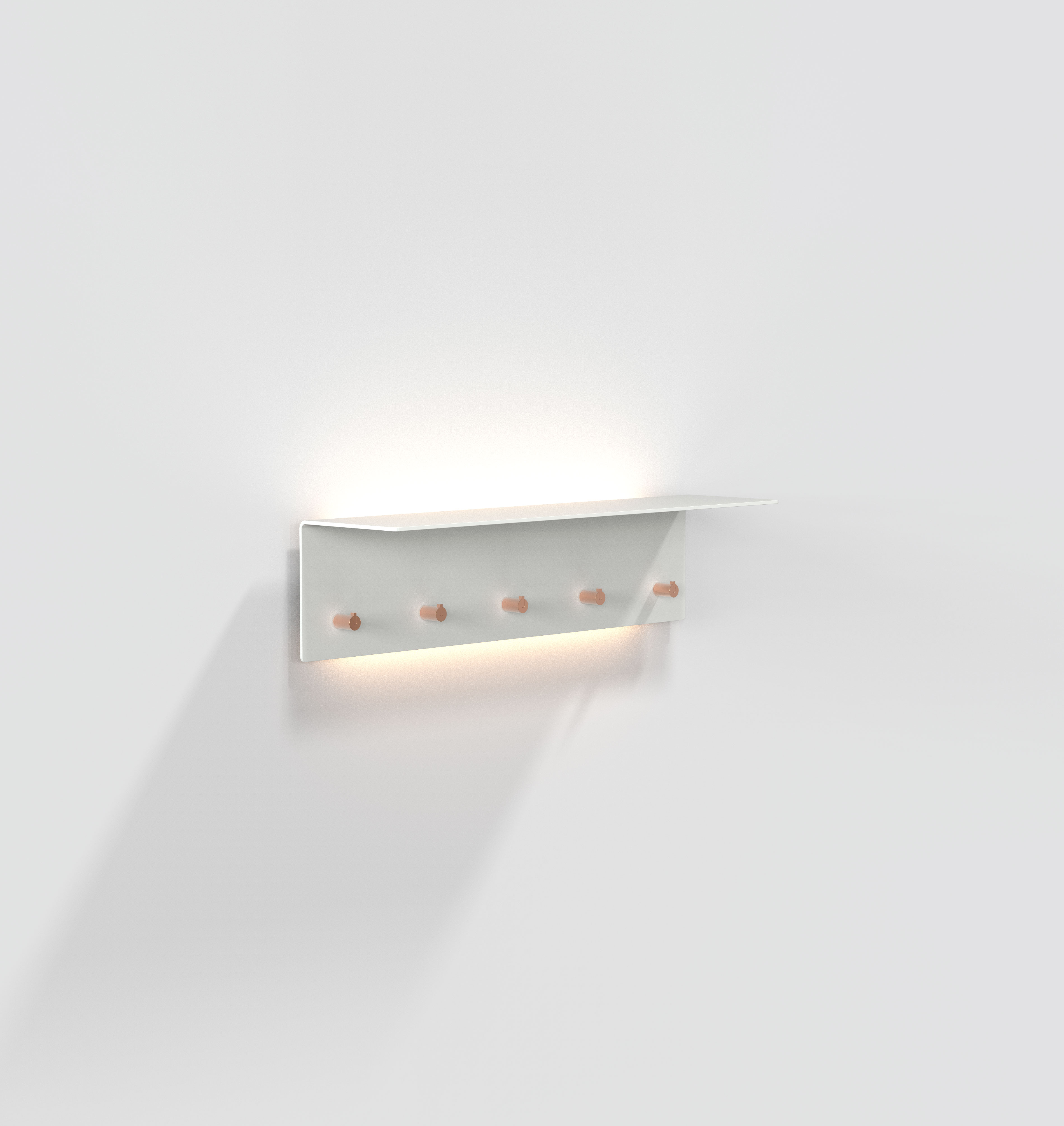 GARDEROBEPLANK 4002 MET LED » MAT WIT/GEPOLIJST KOPER