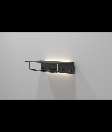 WANDGARDEROBE 4003 MIT LED » SCHWARZ MATT/SCHWARZ POLIERT