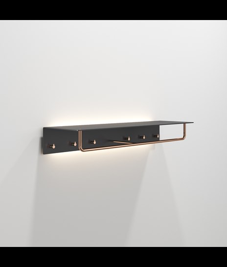 COAT RACK 4017 WITH LED » MATT BLACK/POLISHED COPPER