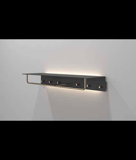 COAT RACK 4017 WITH LED » MATT BLACK/POLISHED GOLD